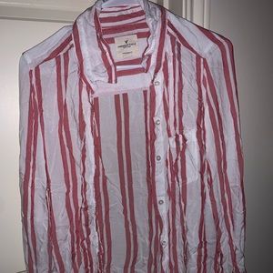 Pink and white button up. One size fits all!!